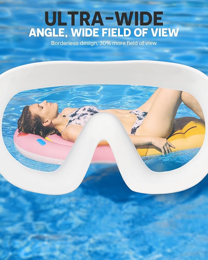 Swim Goggles, Frameless Wide View Swimming Goggles, Anti-Fog Anti-UV No Leaking Pool Goggles for Men Women Adult