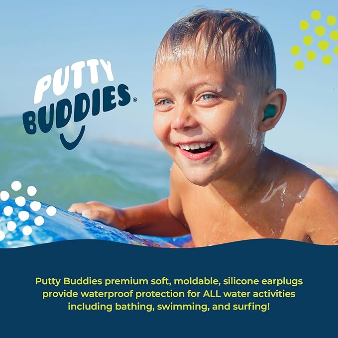 Earvolution Original Putty Buddies Ear Plugs for Swimming - Invented by an Ear Physician - Moldable, Premium Silicone Ear Plugs - One Size - Waterproof - Made in The USA - 3 Pair Pack