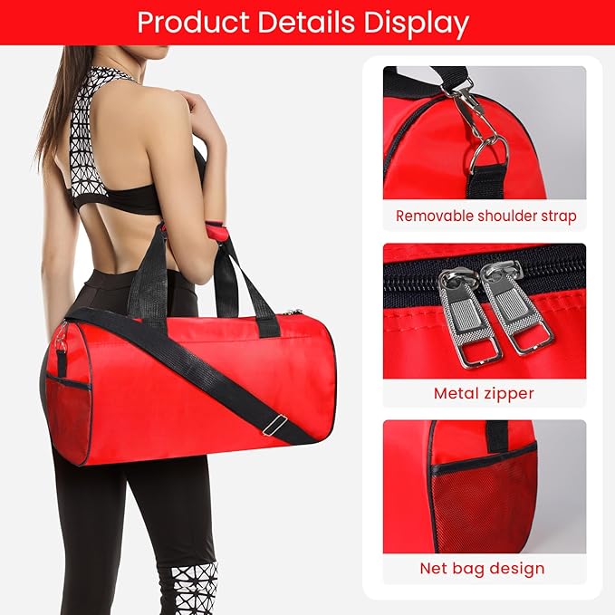 C&F BOGMOST Small Gym Bag for Travel & Duffel - 20 Inch Lightweight Carry On Bag for Men & Women, Mini Duffel Bag,Perfect for Sports, Weekend Trips, and Overnight Stays, Red