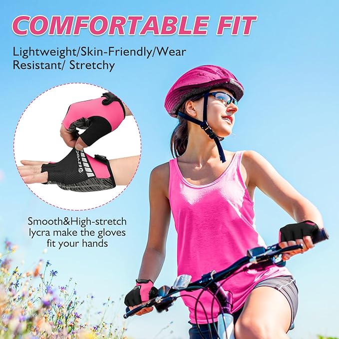 Cycling Gloves with Shock-Absorbing Pad, Extra Grip, Flexible Fit, Light Weight, Breathable for Men and Women Mountain Biking