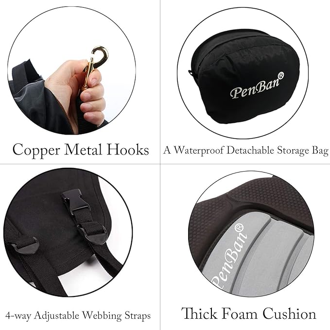 Universal Deluxe Kayak Seat Cushion with Storage Bag for Kayak,Padded Boat,SUP,Canoe,Fishing Boat,Seats with 4 Adjustable Straps