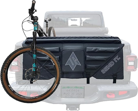 Send It. High Roller Tailgate Bike Pad V2 – Tailgate Pads for Trucks – Truck Bike Pad – Accessories for Mountain Bikers, BMX Bikes, Ebikes & More (Compact)