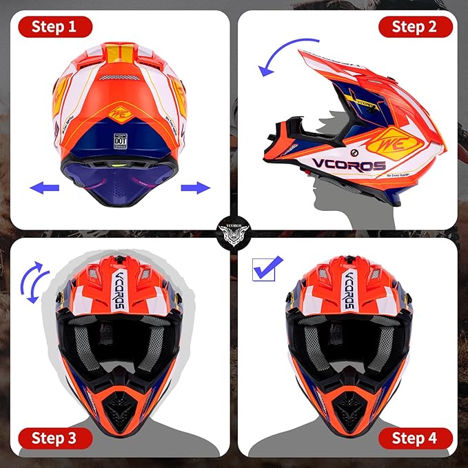 VCOROS H637 Adult Motocross Helmets ATV Dirtbike BMX MX Offroad Adventure UTV Helmets DOT Approved