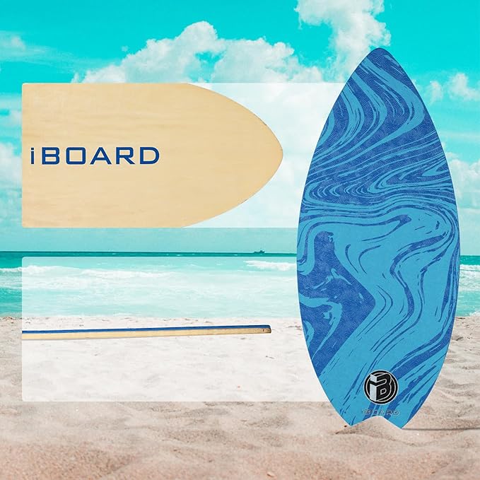 36” Skipper Skimboard with High Gloss Coat Wooden Skim Boards for Beginners, Teenagers and Adults Beach Skimboard 3 Color Traction Pad to Choose