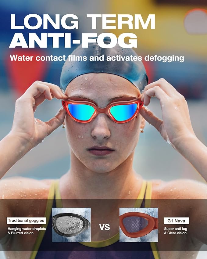 ZIONOR G1 Nava Super Anti-Fog Unisex Swim Goggles Mirror/Bright Smoke Lens