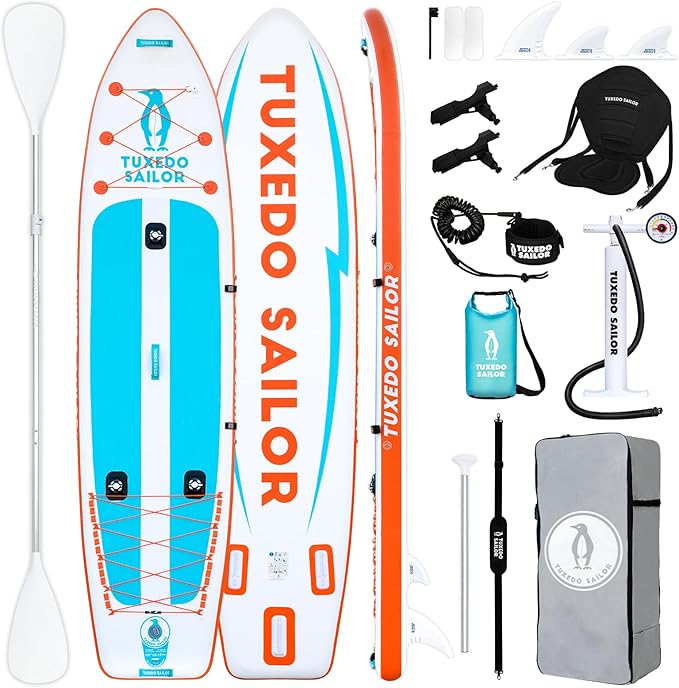 Tuxedo Sailor Kids Inflatable Paddle Board Lightweight and Safe Fishing Stand Up Paddle Board for Adults with Accessories