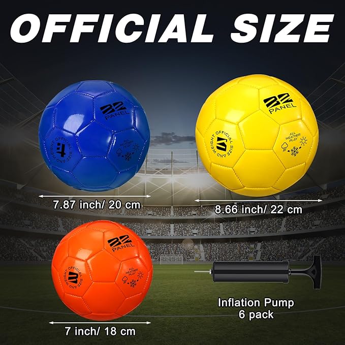 Deflated Soccer Balls with Pump Bulk Outdoor and Indoor Training Practice Soccer Ball Machine Stitched for Sports Birthday Gift Party Supplies