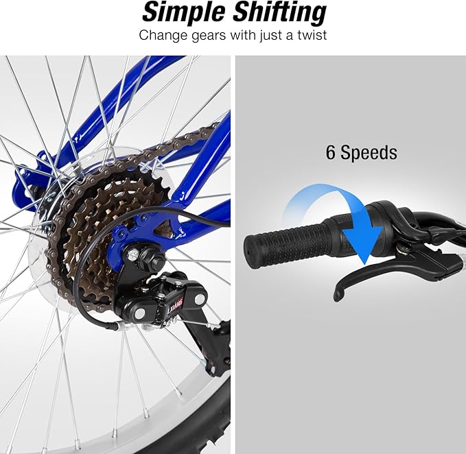 WEIZE Kids Mountain Bike, 20 inch Kids' Bicycles for 6-11 Years Old Boys Girls with Dual Full Suspension, 6 Speeds Drivetrain, High-Carbon Steel Frame, Ideal for Young Riders and Adventurers