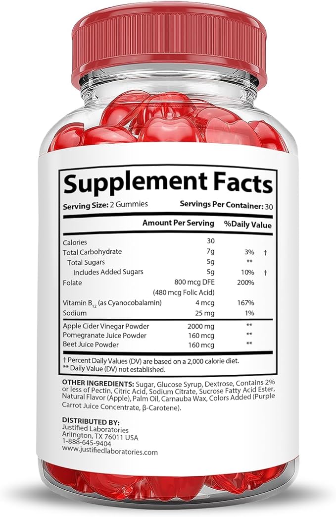 Justified Laboratories (2 Pack Trim Tummy Keto ACV Gummies Extreme 2000MG Trim Tummy Keto Gummies Apple Cider Vinegar Formulated with Pomegranate Beet Juice Powder B12 Vegan Non GMO 120 Gummys