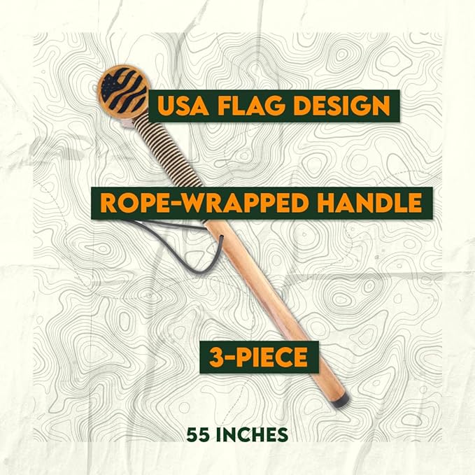 SE 3 Piece 55" Detachable Pine Wood Walking/Hiking Stick with Metal Tip, Reinforced Rubber Tip, and Water-Resistant Travel Pouch - Portable and Durable for Outdoor Adventures