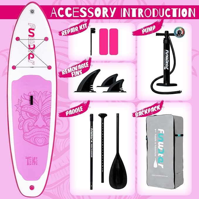 FunWater Inflatable Ultra-Light Stand Up Paddle Board for All Skill Levels with Premium SUP Paddleboard Accessories,Non-Slip Comfort Deck for Youth & Adults