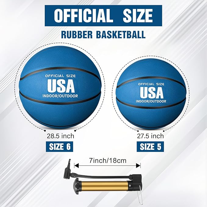 Libima 24 Pcs Rubber Basketballs Bulk with Pump Official Size Multicolor Basket Balls Youth Streetballs Set for Adult Boys Girls Gifts Indoor Outdoor Training Practice