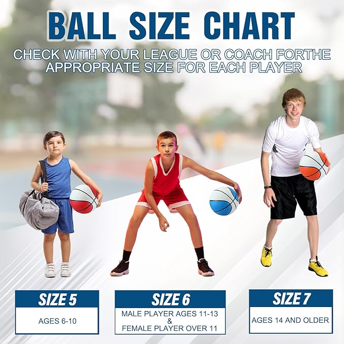 Jenaai 6 Pcs Rubber Basketballs Official Size Bulk Streetballs Multicolor Basket Balls with Pump Plain Basketball Set for Adult Youth Gifts Indoor Outdoor Training Games