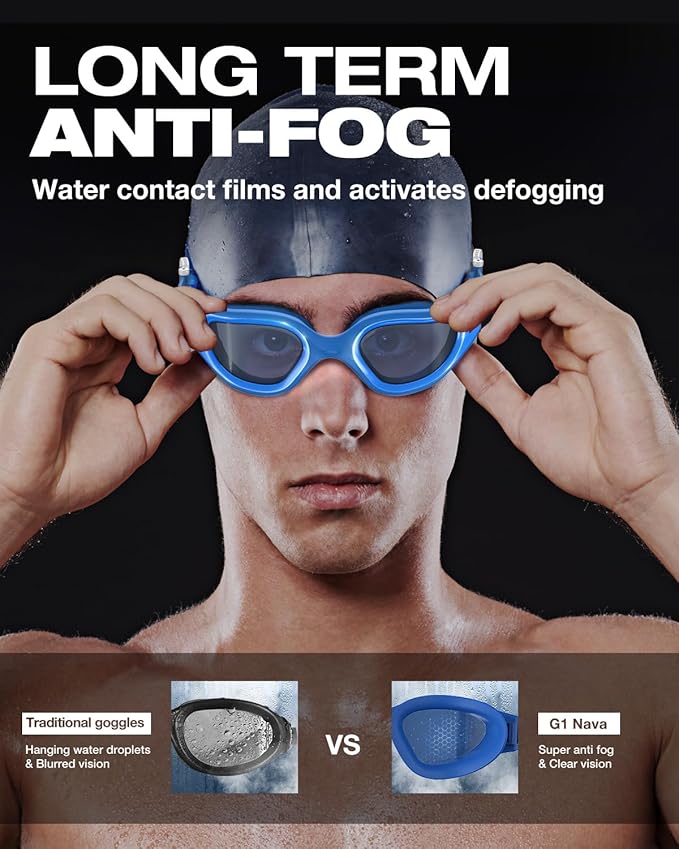 ZIONOR G1 Nava Super Anti-Fog Unisex Swim Goggles Mirror/Bright Smoke Lens