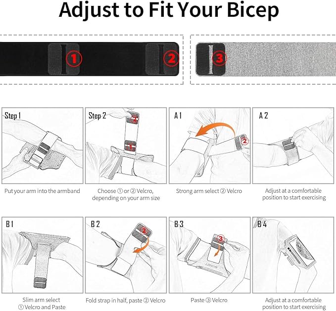 Running Armband with Earphone Bag Cell Phone Armband for iPhone 16 15 Pro 14 Plus 13 11 XR XS, Galaxy S24/S10 Water Resistant Sports Phone Holder Case & Zipper Slot Car Key Holder for 6.7 inch Phone