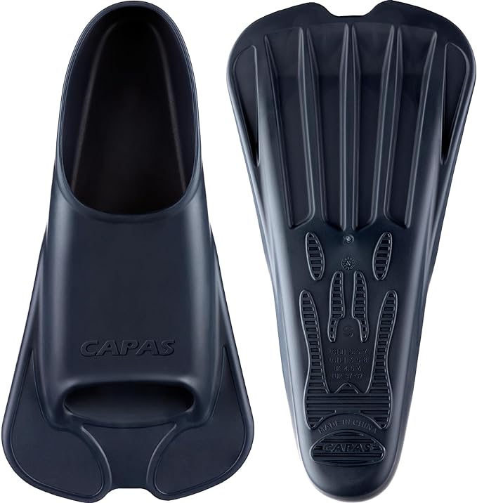 CAPAS Swim Training Fins Comfortable Silicone Lap Swimming Short Blade Floating Flippers with Mesh Bag for Adult Men Women Build Leg Strength