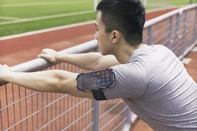 【Bone】 Run Tie Running Armband Phone Holder, Cell Phone Arm Band for iPhone 14 13 12 11 Pro Max Mini XS XR X 8 7 6 Plus Samsung Galaxy S10 S9 Smartphone (Combo Set/Black/ 6.3-7.5"+ 7.9-9.8"+ 9.8-14")