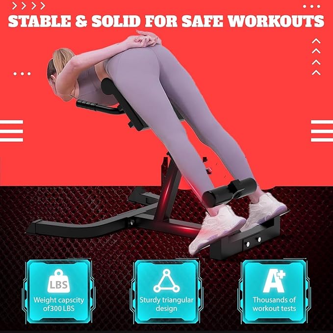 Roman Chair,Back Extension Bench,Multi Functional Ab Bench, Hyperextension Bench Abdominal Exercise, Leg Strength Trainer Home Men Women Full Body