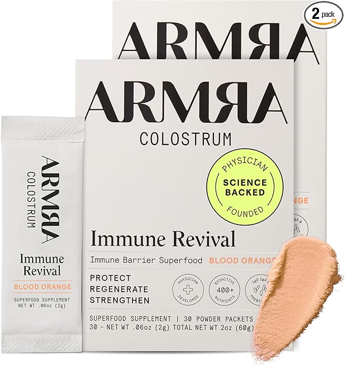 ARMRA Colostrum™ Powder | Blood Orange | Gut Health & Bloating | Skin & Hair | Immunity | Keto, Gluten & Fat-Free | 60 Servings