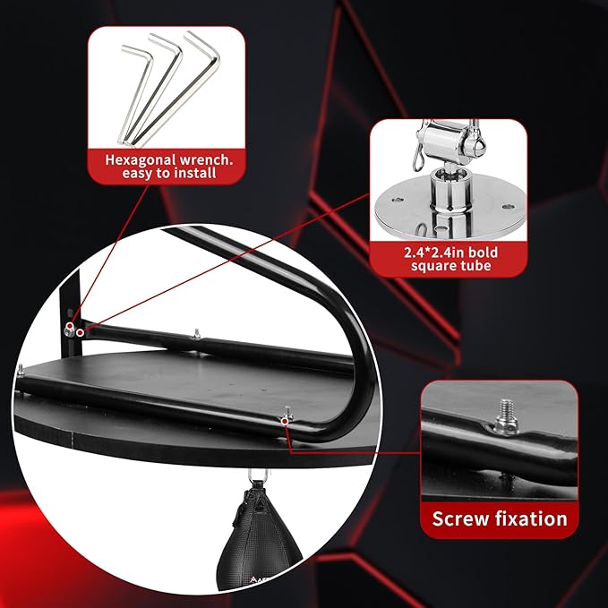 Heavy Duty Adjustable Speed Bag Platform Kit 24" + Speed Punching Ball (10"x7") Adjustable Height Wall Mount Professional Fitness Ball Boxing Reaction Training Kit