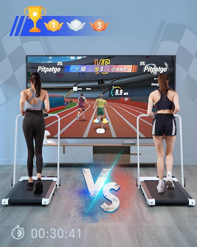 Walking Pad Treadmill with Handle Bar 3.0 HP Foldable Treadmills 300LBS Capacity Folding Walking Pad 3 in 1 Under Desk Treadmill Remote Control with APP