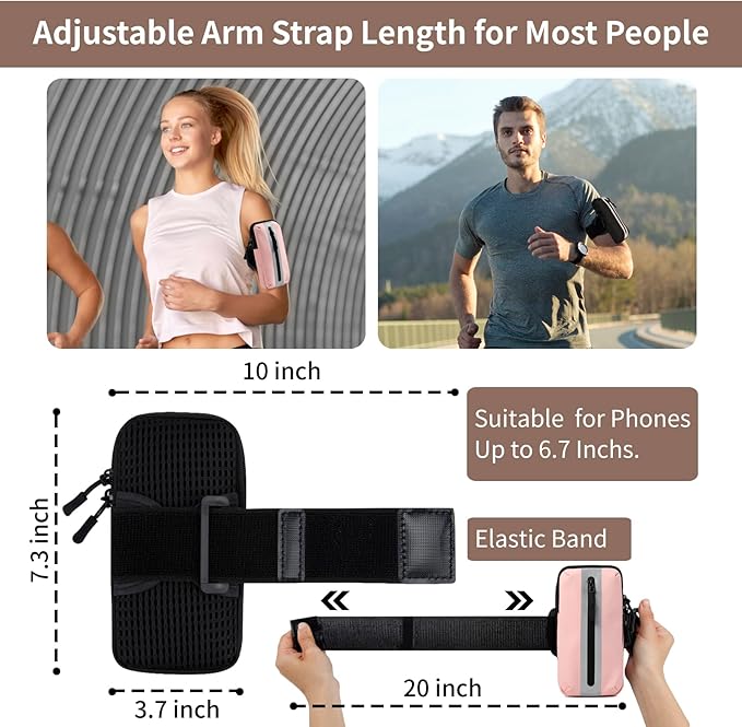 Running Phone Holder Armband, iPhone Arm Bands for Exercise, Running Arm Bands for Cell Phone, Phone Purse Cell Phone Holder for Walking (Pink)