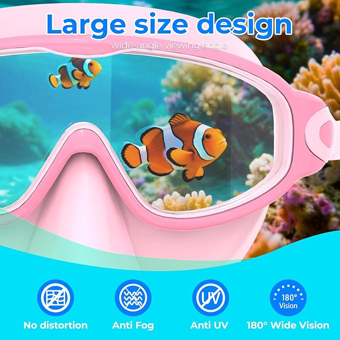 Swim Goggles for Kids 3-15 with Earplugs Large Frame Anti-Fog/UV Swimming Goggles for Boys Girls Toddler 2PCS