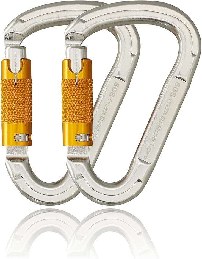 SOB Auto Locking Climbing Carabiner Clips,Heavy Duty Asymmetrical Carabiner Connector Used for Rappelling Gear Rescue Outdoor Projects Dog Leash