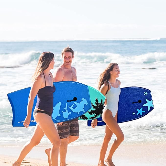 KOTEK 33/37/41 Inch Body Board with Wrist Leash, EPS Core, Dual Channel, HDPE Slick Bottom, Bodyboard for All Skill Levels & Wave Conditions