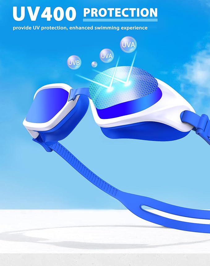 Swim Goggles, Unisex Adult Swimming Goggles Anti Fog Anti UV No Leakage Wide View for Men Women Youth