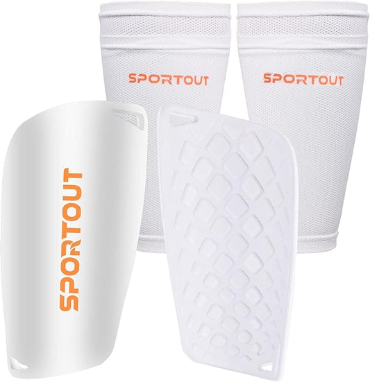 Sportout Soccer Shin Guards - Shin Guards Soccer Kids Youth Adult Protective Shin Pads with Sleeves and Insert Pocket for Boys Girls for Age 4-6, 6-8, 8-10,10-12,12-14,14-Adult