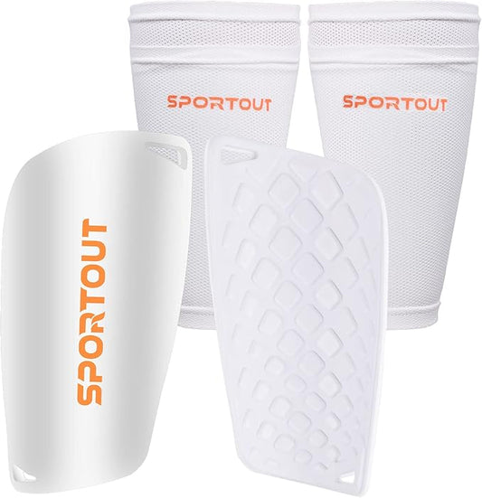 Sportout Soccer Shin Guards - Shin Guards Soccer Kids Youth Adult Protective Shin Pads with Sleeves and Insert Pocket for Boys Girls for Age 4-6, 6-8, 8-10,10-12,12-14,14-Adult