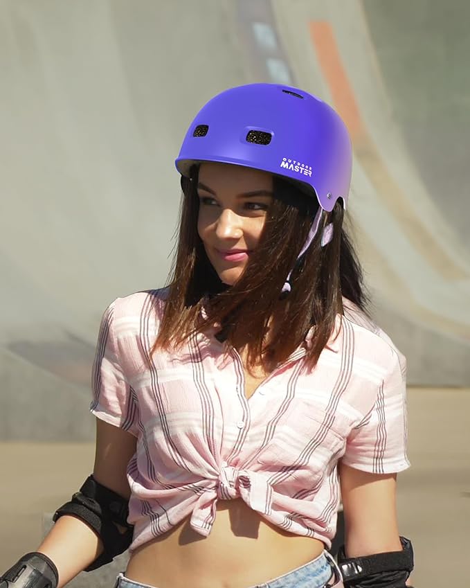 OutdoorMaster Skateboard Cycling Helmet - Two Removable Liners Ventilation Multi-Sport Scooter Roller Skate Inline Skating Rollerblading for Kids, Youth & Adults