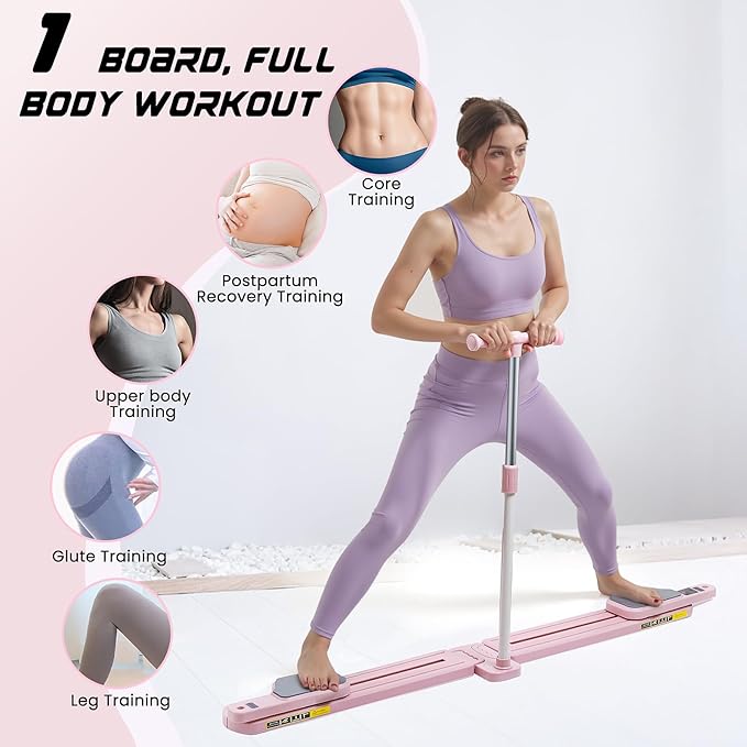 Pilates Equipment, Pilates Board - Multifunctional Pilates Reformer, Reformer Pilates Machine with Reps,Kcal & Timer Display, Home Pilates Kit with Resistance Bands - Workout Sets for Women