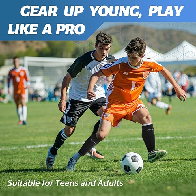 Sportout Soccer Shin Guards - Shin Guards Soccer Kids Youth Adult Protective Shin Pads with Sleeves and Insert Pocket for Boys Girls for Age 4-6, 6-8, 8-10,10-12,12-14,14-Adult