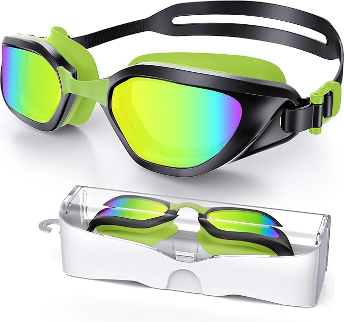 Swim Goggles, Unisex Adult Swimming Goggles Anti Fog Anti UV No Leakage Wide View for Men Women Youth