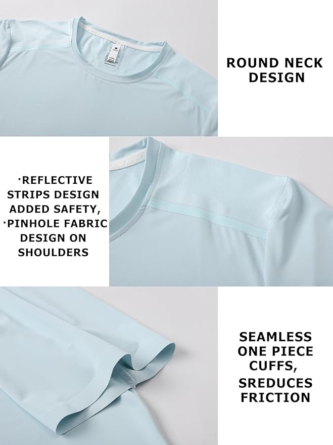 Mens Seamless Workout T-Shirts Lightweight Moisture Wicking Running Hiking Camping Tennis Pickleball Shirts for Men