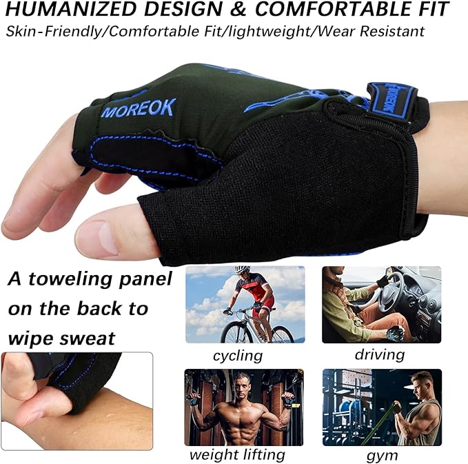 MOREOK Cycling Gloves Bike Gloves for Men/Women-[5MM Gel Pad] Half Finger Bicycle Biking Gloves for Cycling/Weight Lifting/Gym/Motorcycle/Rowing/Outdoor Sports