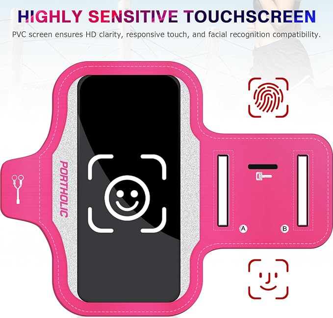 PORTHOLIC 2025 Running Armband Water Resistant Sports Phone Holder Case with Extension Strap, Key Card Slot Up to 6.9" Phone for iPhone 17/16/15/14/13 Plus Air Pro Max XR/XS, Galaxy S25/24/S10