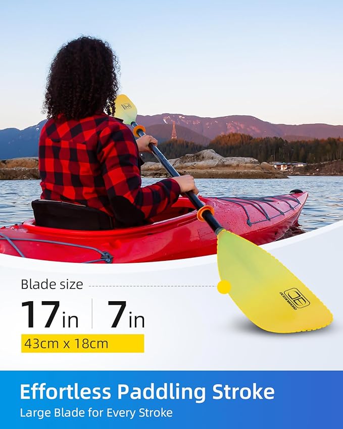 OCEANBROAD Kayak Paddle 86in/218cm, 90.5in/230cm Alloy Shaft 2-Piece Floatable Kayak Oar for Kayaking Canoeing Boating