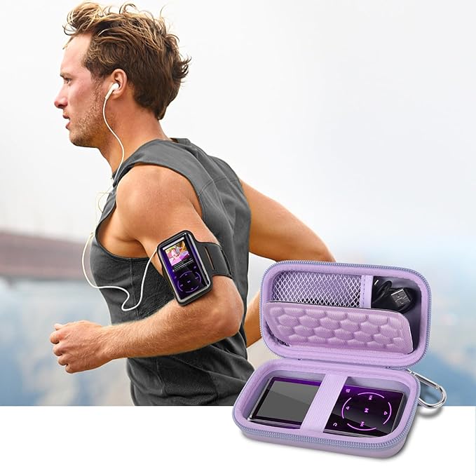 MP3 & MP4 Player Case for SOULCKER/G.G.Martinsen/Grtdhx/iPod Nano/Sandisk Music Player/Sony NW-A45 and Other Music Players with Bluetooth. Fit for Earbuds, USB Cable, Memory Card - Purple