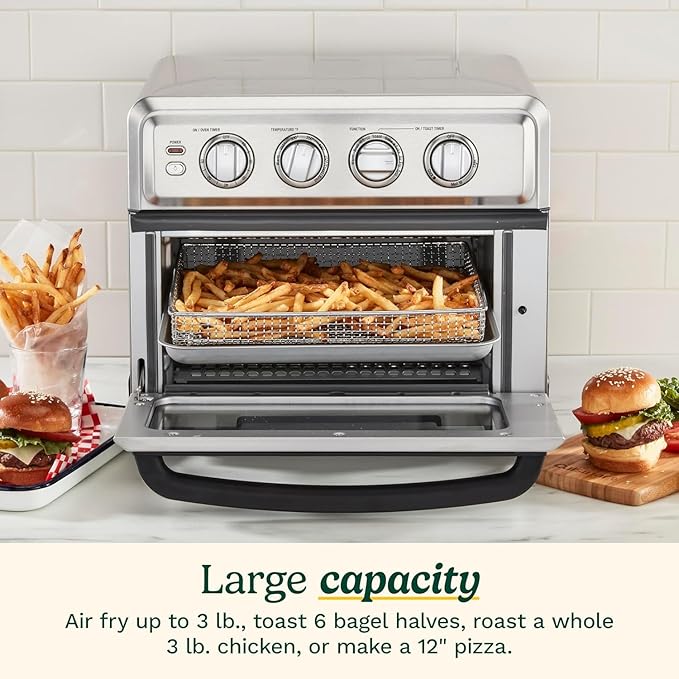 Cuisinart Air Fryer Toaster Oven with Grill, 1800W 8-1 Air Fryer Oven with Bake, Convection Bake, Grill, Broil and Warm Options, Large Capacity, 60-Minute Timer, TOA-70, Stainless Steel