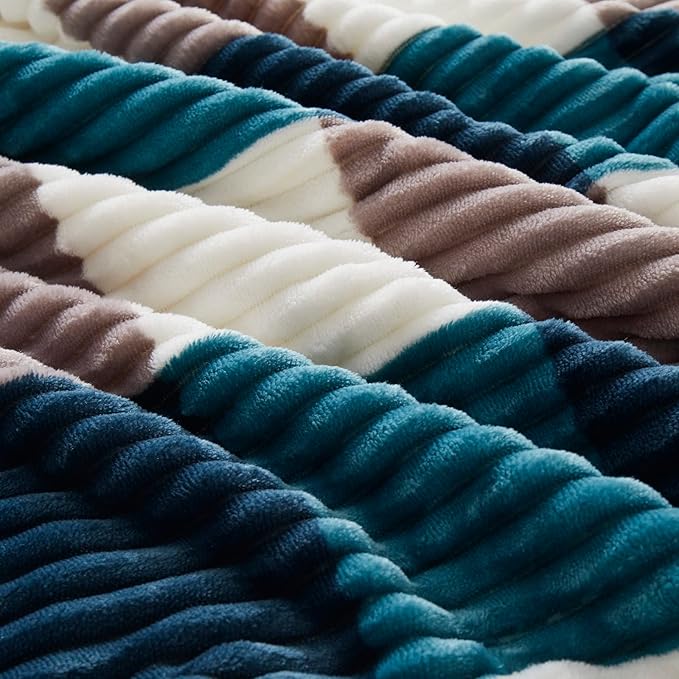 PU MEI Sherpa Blanket Twin Plaid Thick Bed Blanket, 90”*80” Super Soft Flannel Fuzzy Fleece Reversible Velvet Plush Warm Blanket for Couch (Teal Check, 80"*90")
