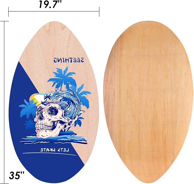seething 35 Inch Skimboard with High Gloss Coat Wood Skim Board for Beginners,Kids, Teenagers, Adults and All Skimming
