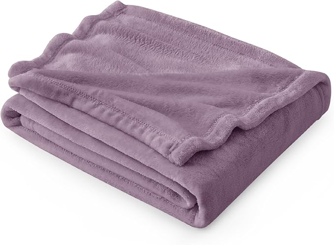 Bedsure Fleece Blankets Twin Size Fog Purple - 300GSM Lightweight Plush Fuzzy Cozy Soft Blanket for Bed, Sofa, Couch, Travel, Camping, 60x80 inches