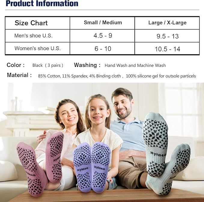 Hylaea Unisex Non Slip Socks with Grip for Yoga, Hospital, Pilates, Barre | Ankle, Cushioned