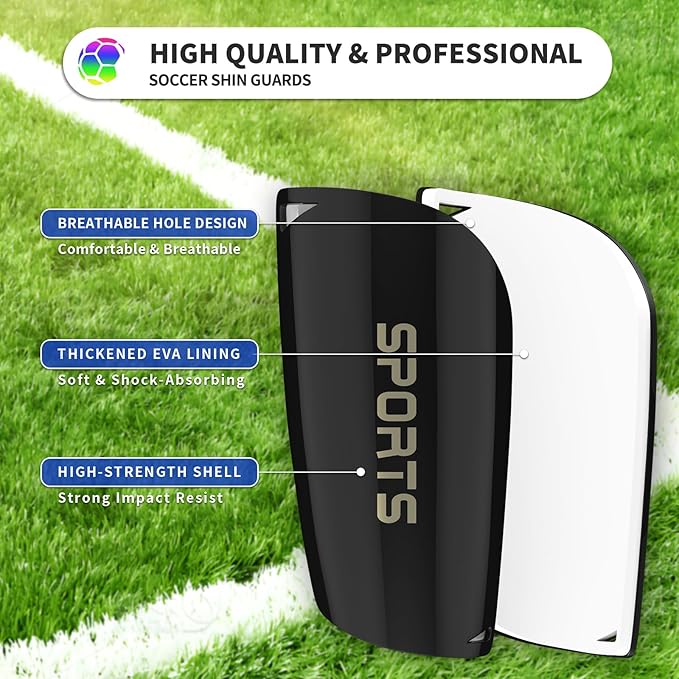Kids Youth Soccer Shin Guards with Sleeves, Slip in Shinguards Soccer Shin Pads for 3-15 Years Old Boys Girls Child Teens