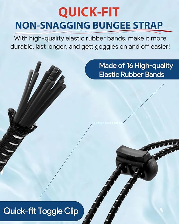 Swim Goggles, Polarized Adult Swimming Goggles Bungee Strap No Hair Pulling Anti-fog Pool Goggles for Men Women