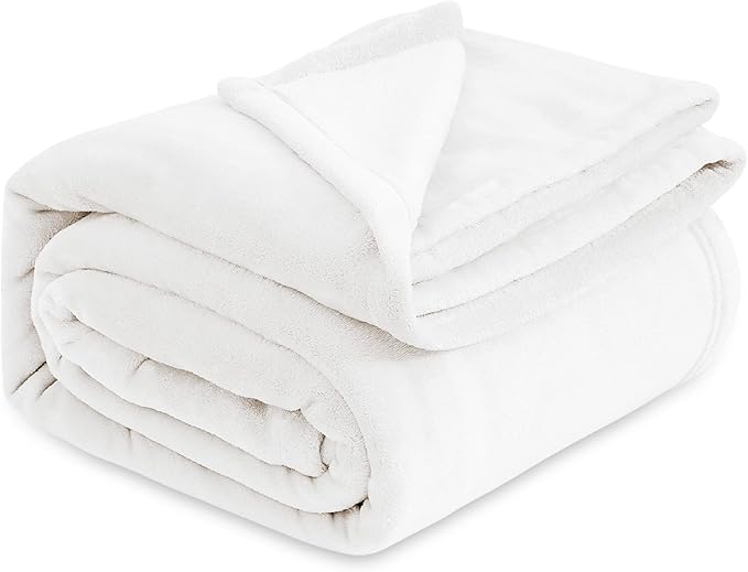 Bedsure Fleece Bed Blankets Full Size White - Soft Lightweight Plush Fuzzy Cozy Luxury Blanket Microfiber, 84x90 inches