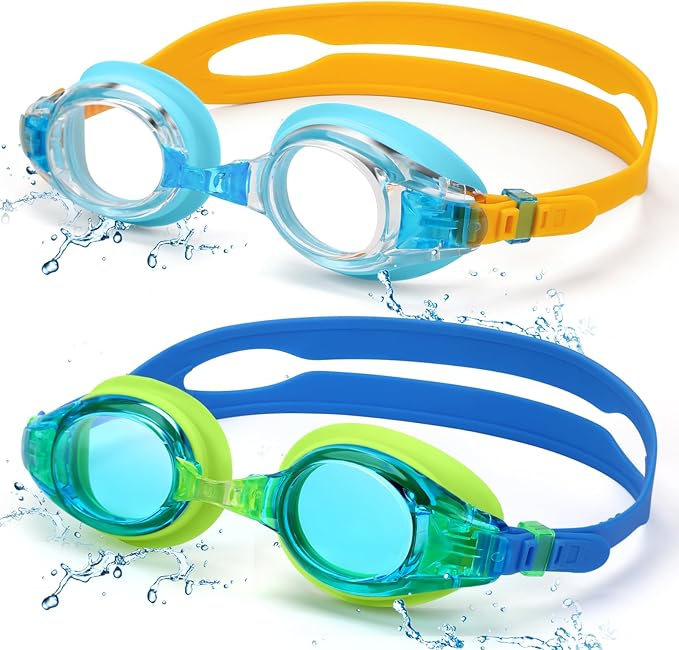 Aegend 2 Pack Kids Goggles, Swimming Goggles for Kids Age 4-16 Boys and Girls Youth, Anti-Fog Waterproof Anti-UV Pool Goggles